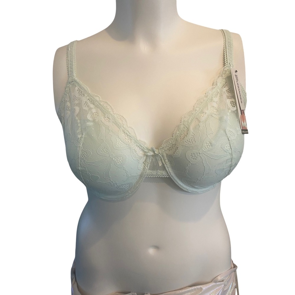 No Boundaries Mint Dream Half Cup Plunge Lace Bra 38D Floral Underwire New